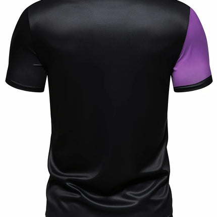 The 2025 summer new men's short-sleeved POLO shirt features a casual fashionable comfortable and soft 3D striped pattern print