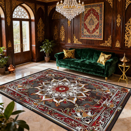 Persian American Retro Carpet Large Area Living Room Decoration Home Ethnic Style Bedroom Rug Cloakroom Lounge Soft Washable Mat