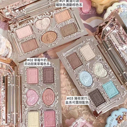 Flower Knows Makeup The Sweetie Bear Collection Eyeshadow Palette 6 Colors Glitter Matte Bronzer Multi Use Kawaii  Cosmetics