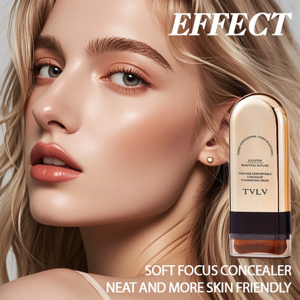 TVLV Long Lasting Matte Foundation Stick-Full Coverage Waterproof Brighten Makeup Base for Compact Concealer Stick with Brush