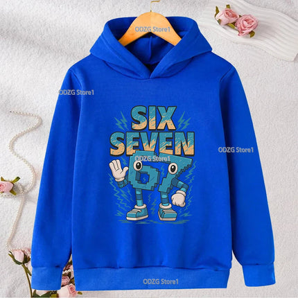 Autumn Winter Six Seven 67 Number Print Children's Hoodies Casual Fashion Boys Girls Long Sleeved Sweatshirt Warm Kids Pullovers