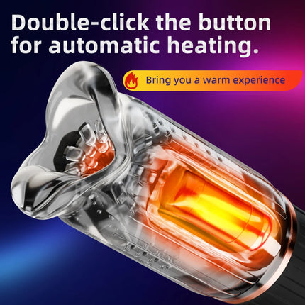 Male Masturbator Penis Trainer Male Vibrator Mouth-Wrapped Penis Vibrator Adult Toys with Heating Pocket Pussy Stroker Adult Sex