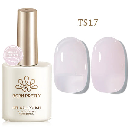 BORN PRETTY 15ml Jelly Gel Polish Milky White Nude Glitter Soak Off LED UV Gel Semi Permanent Nail Art Manicure Gel Varnish