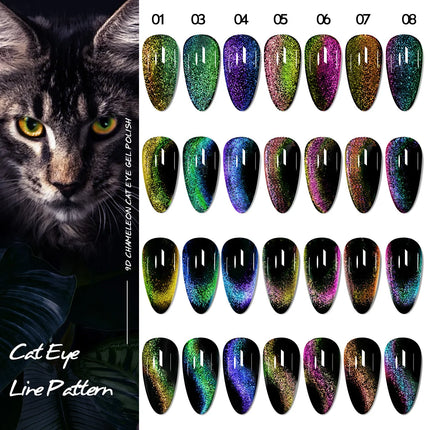 7 colors Starry Sky Effect Magnetic Gel Polish Set with Soak Off UV LED Cat Eye Gel Polish Manicure Nail Art Kit - Magnetic Stic