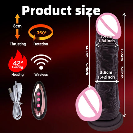 Super Long Realistic dildo Black vibrator penis telescopic Swing Heating silicone dildo remote control Dildo Vibrator for wome