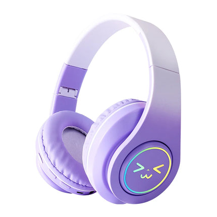 Original Wireless Bluetooth Headphones for Computer RGB Glowing Smiley Face Noise Reduction Gaming Headset Gamer Girl Bass Sport