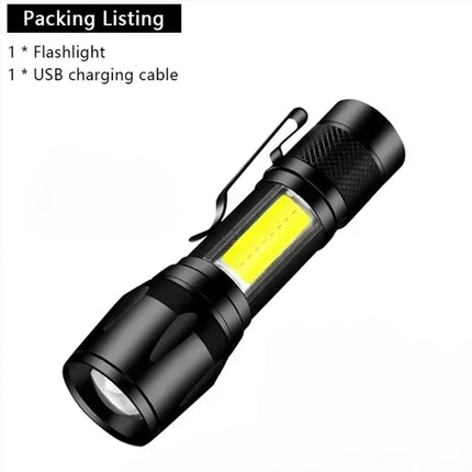 High Strong Power Led Flashlights 2000LM Tactical USB Charging Camping Emergency Fishing Zoom Lantern Torch with Display Light