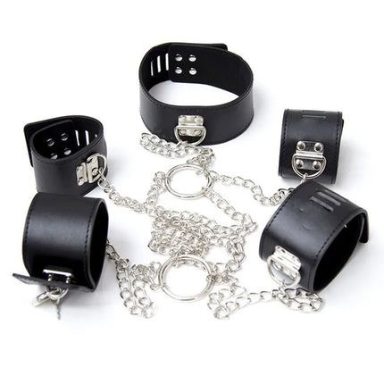 Sex Games for Adults Tools Leather Neck Collar Handcuffs Ankle Cuffs Erotic BDSM Bondage Restraints Sex Toys For Couples