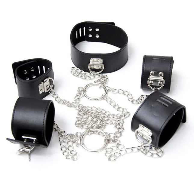 Sex Games for Adults Tools Leather Neck Collar Handcuffs Ankle Cuffs Erotic BDSM Bondage Restraints Sex Toys For Couples