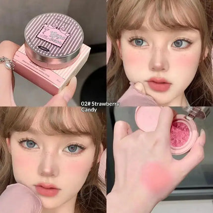 Gege bear 3.5g Matte Cream-Textured Cushion Blush With Puff, Powder-free, Smooth Application, Create Flawless Daily Makeup