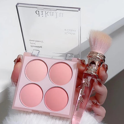 1Pc 4-Color Matte Blush Powder Set | Sweet Warm Tone | Cheek Brightener | Natural Illuminator | Enhances Facial Beauty