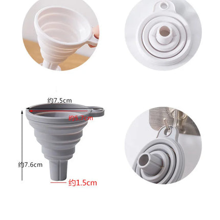Creative Silicone Folding Funnel Retractable Household Liquid Sub-mini Funnel White Grey Funnel Kitchen Gadget