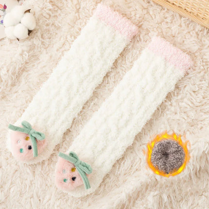 Coral Velvet Baby Long Socks Newborn Thermal Footwear Thick Plush Infant Knee High Sock Boy Girl Winter Leg Warmer Kids Stocking