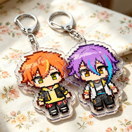 Cute Pixel Chibis Keychains for Accessories Touya Emu Rui Akito Tsukasa Virtual Singers Key Chains Jewelry Keyrings Fans Gifts