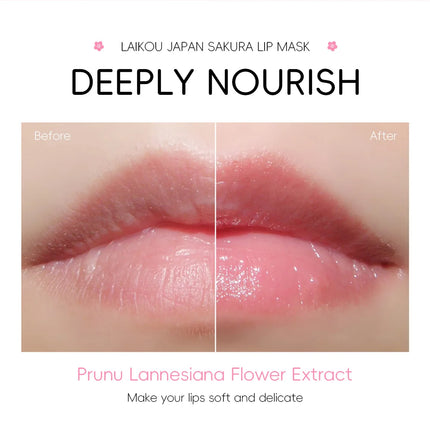 LAIKOU Sakura Lip Mask 8g - Overnight Hydrating Balm, Anti-Aging Plumping & Repair | Smooth Fine Lines, Dryness Treatment