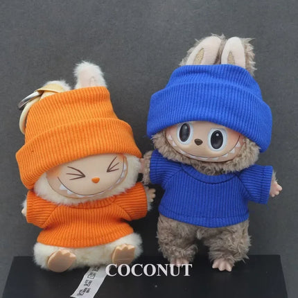 Sweater Set For 15/17cm Ropa Labubu Doll Clothes Match Knitted Hat T-shirt Dopamine Color Matching Fashion Design