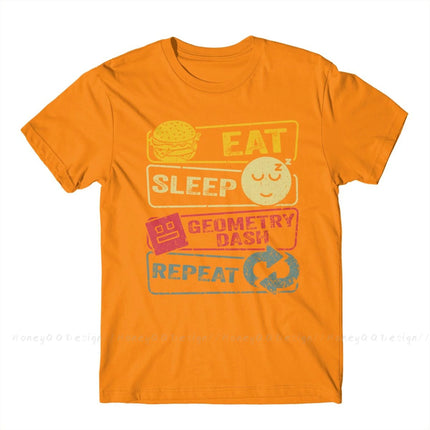 Geometry Dash Repeat Retro Vintage Print Cotton Shirt Hombre Geometry dash Men Streetwear Adult Tee Unisex O Neck Women T-Shirt