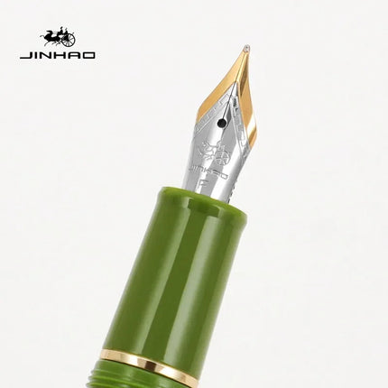 JINHAO 82 Fountain Pen Gold Trim Acrylic Barrel Silver Clip for Writing Calligraphy Signature School Office Supplies Stationery