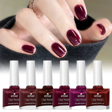 6pcs/set 15ml Water-Based Nail Polish Long Lasting Quick Drying No Need of Lamp to Cure Nail Supplies Vernis for Nails Manicure