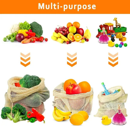 Reusable Cotton Mesh Bag Large Eco-friendly Drawstring Bag Light Weight Fruit and Vegetable Storage Bundle Pocket Kitchen