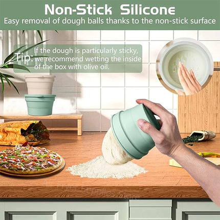 2/4Pcs Pizza Dough Box Non-stick Silicone Stackable Fermentation Container with Lid Foldable Food Storage Box Baking Accessories