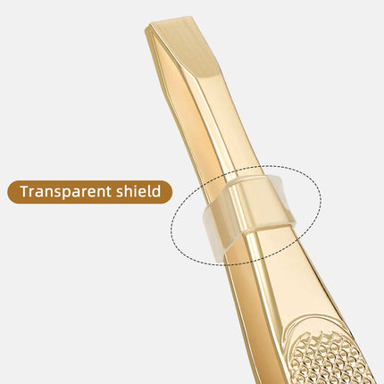 A gold stainless steel eyebrow tweezers, with flat and oblique styles, plucking eyebrows and beard pliers tweezers tools, unisex