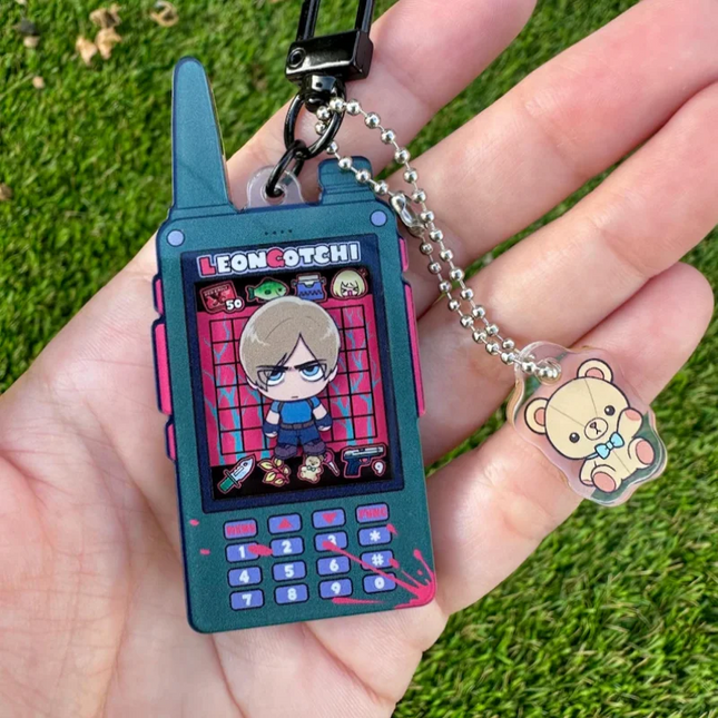 Leon Kennedy Tamagotchi Phone Virtual Pet Acrylic Keychain Cute Kawaii Chibi Mini Horror Anime Keychain Collectible