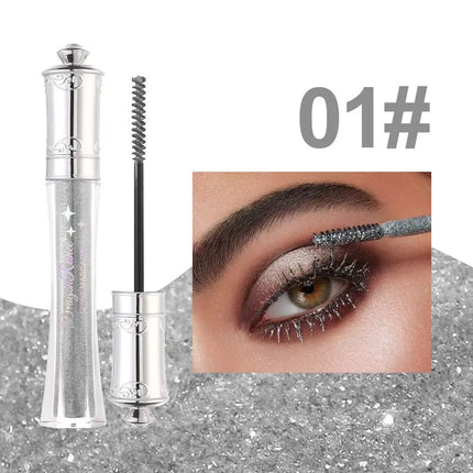 Purple Gold Diamond Mascara Shining Sequins Sweat Proof Glitter Eyelashes Quick Dry Lasting Curling Thick Mascara Shimmer Makeup
