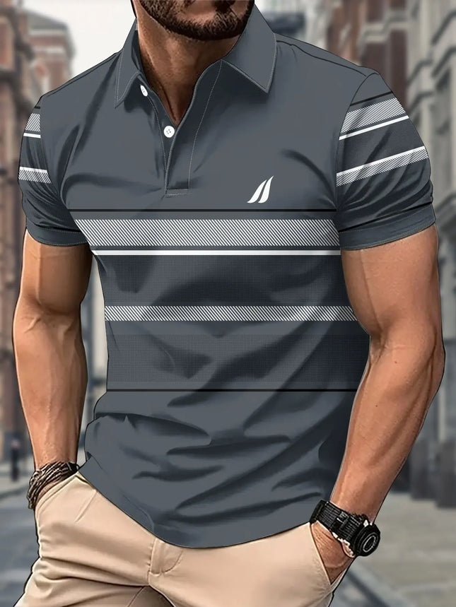 2026 Summer Men's Polo Shirt - 3D Printed Design Breathable Lightweight Stylish and Fashionable Outdoor Men's Clothing