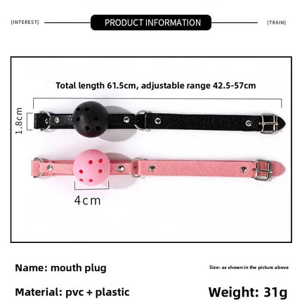 2 Colors Faux Leather Mouth Gag Adjustable Plastic Ball Adult Flirting Fetish Roleplay Game Props Couples BDSM Bondage Sex Toys