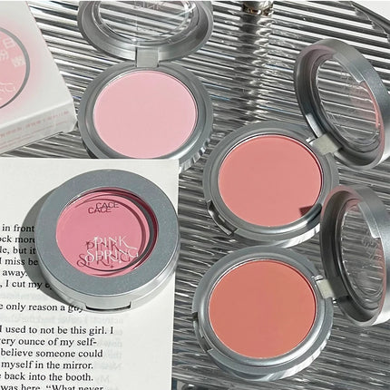Single Matte Blusher Palette Blush Cream Contour Makeup Face Blusher Natural Cheek Tint Brighten Waterproof Peach Blush Cosmetic