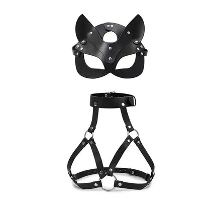 Sexy Leather Body Harness Belt with Mask BDSM Bondage Lingerie Chest Harness Strap for Enhanced Sensation