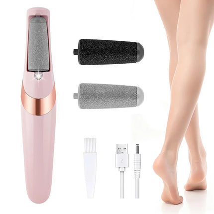 USB Rechargeable Electric Foot Callus Remover, Portable Pedicure and Foot Grinding Tool, Creates Smooth Feet, 2 Adjustable Settings, 2 Replaceable Grinding Heads, Suitable for Feet and Toenails, Perfect for Home Pedicure Expe