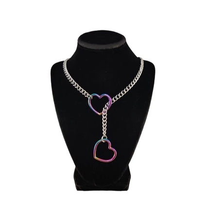 Trendy Simple Adjustable Y-Necklace Heart O-ring Slip Chain Punk Rock Necklace Stainless Steel Cuban Long Necklace For Women