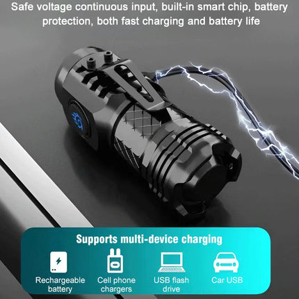 Portable Mini LED Flashlight Powerful 3*Wick Small Pocket Torch Rechargeable Strong Light Lantern Super Bright Cap Clip Lamp