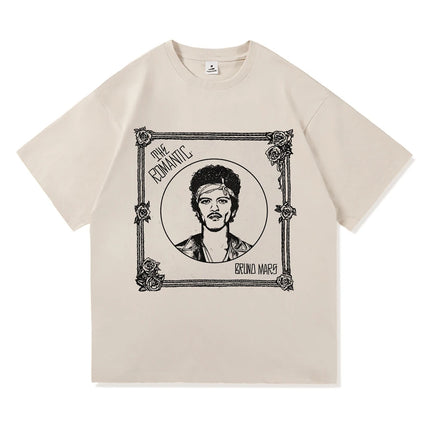 Bruno Mars The Romantic Tee Shirt 2026 New Album Retro Men/women Clothing Harajuku High Quality Tops Cotton TShirts Vintage