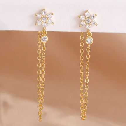 Luxury Stainless Steel Star Dangle Earrings For Women Sparkling Zircons Geometric Ear Piercing Earring Fashion Jewelry aretes