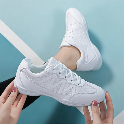 BAXINIER Girls White Cheer Shoes Trainers  Breathable Training Dance Tennis Shoes Lightweight Youth Cheer Competition Sneakers
