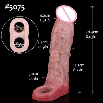 FAAK 10 Mode Remote Control Vibrator Realistic Penis Sleeve Male Sex Toys for Men Penis Enlarger Thicken Dildo Cock Ring