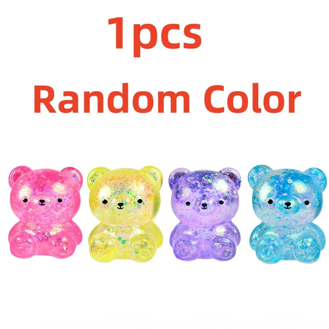 1pc Random Glitter Gummy Bear Needoh Small Cute Animal Anti-Stress Splat Decompression Vent Squeeze Toy Bear Prop