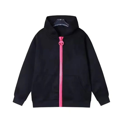 Womens Oversized Zip Up Hoodie Colorful Giant Hair Clip Barrette  Pink Black Grey Long Sleeve Cropped Sweatshirt Hooded Jacket