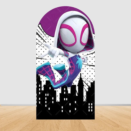 Spider Man Arch Backdrop Cover Web Pattern Design For Boys Birthday Party Superhero Theme Photo Booth Background Decor Prop