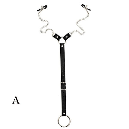 Nipple Clamps with Penis Ring Stainless Metal Long Chain Testis Bondage Nipple Stimulator Erotic BDSM Sex Toys for Couples