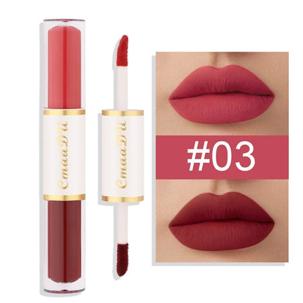 8 Colors Velvet Matte Liquid Lipstick Double-ended Lip Gloss Long-Lasting Waterproof Easy Color Non-stick High Pigment Lipgloss