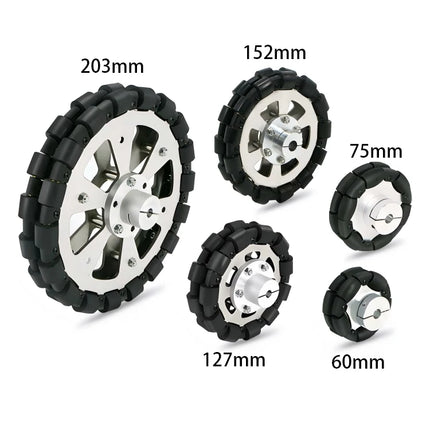 40Kg Load Omnidirectional Wheel Caster Tires 127mm 152mm 203mm Omni Wheel with Flange Coupling Robot ROS Platform Robot Wheel