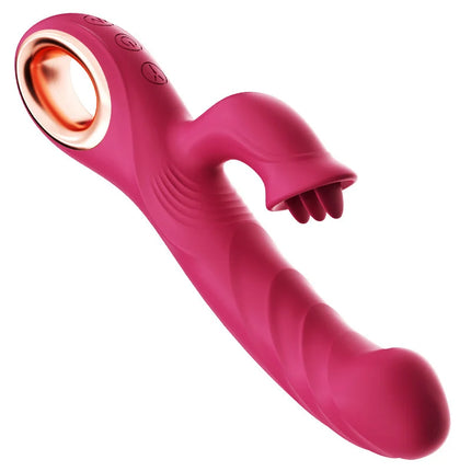 Telescopic Licking Dildo Vibrator 60°Rotating Female Clitoral Vaginal Anal Stimulation Massage Sex Toys for Women Couples