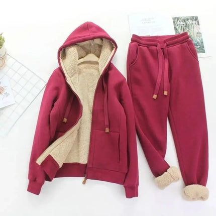 Winter Plush Thickened Suit New Korean Sports Suit Women's Loose Coat+Trousers Casual Thermal Two-piece Set 4XL 100KG