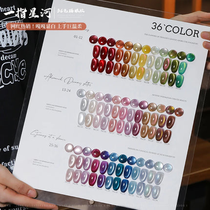 36-color/set Star River Cat Eye Gel Nail Polish 15ml Magnetic Gel Glass Beads Semi Permanent Soak Off UV Nail Gel For Nail Salon