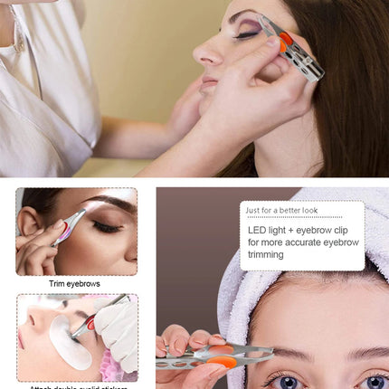 1PC LED Eyebrow Tweezer Oblique Tip Stainless Steel Eyebrow Trimming Clip Eye Hair Removal Prune False Eyelash Clamp Makeup Tool