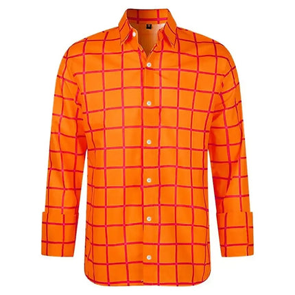 Fashion Men's Long Sleeve Shirt Casual Plaid Color Summer New 3D Printed Lapel Shirt Men and Women  Unisex Clothing Tops